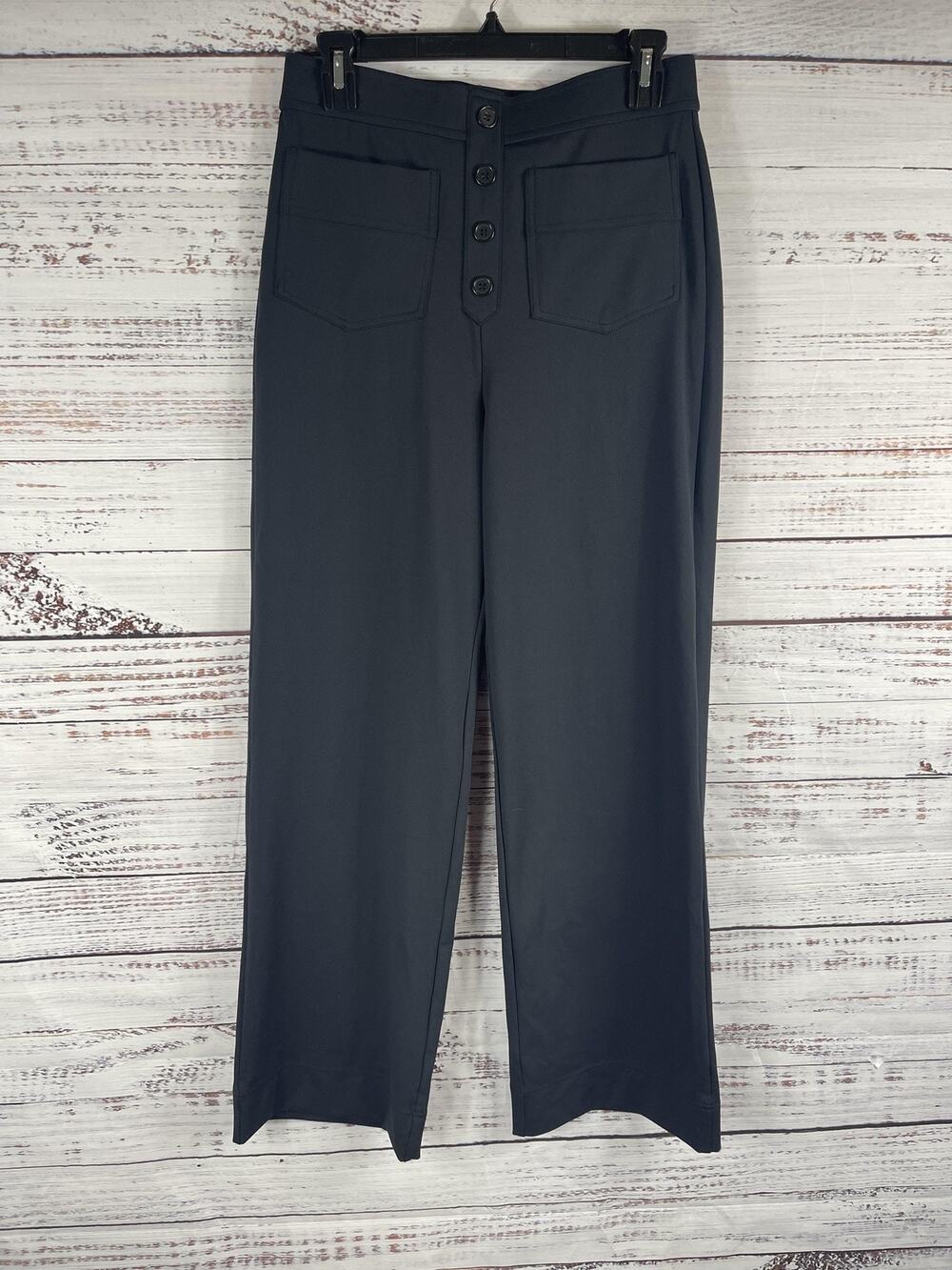 Halara Pants Women's Size M Dark Gray High Rise Button Fly Pockets Athleisure
